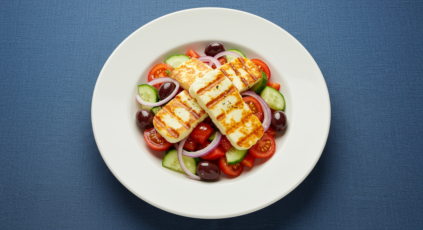 Greek Salad with Grilled Halloumi